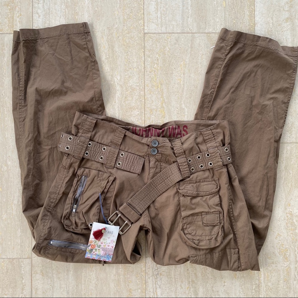 4 NWOT Johnny Was Unisex Cargo Pants Taupe  Size 6